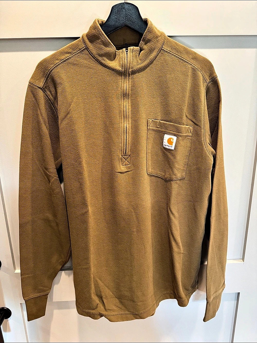 Carhartt Relaxed Fit Quarter-Zip Pullover Quarter-Zip Pullover Olive Color Size